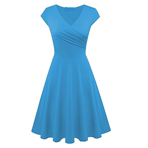 

Women's Swing Dress Knee Length Dress Black Purple Red Yellow Wine Orange Royal Blue Navy Blue Beige Gray Sleeveless Solid Color Patchwork Summer Round Neck Elegant 2021 S M L XL XXL 3XL 4XL