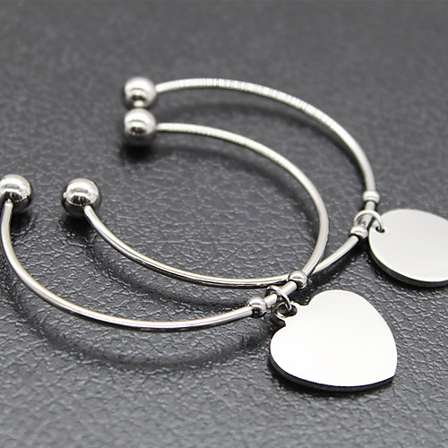 

Personalized Customized Bracelet Heart Gift Daily Round 1pcs Silver / Laser Engraving