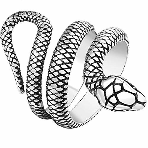 

stainless steel retro vintage snake stye cocktail party statement biker ring (silver, 13)