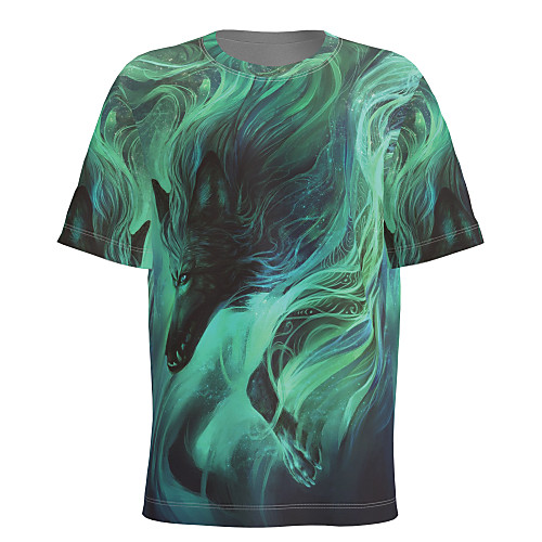 

Men's T shirt 3D Print Graphic Animal Short Sleeve Daily Tops Basic Green