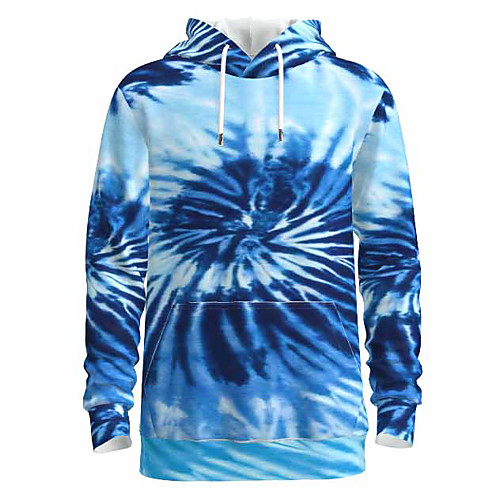 

Men's Pullover Hoodie Sweatshirt Graphic Tie Dye 3D Daily 3D Print Basic Hoodies Sweatshirts Blue