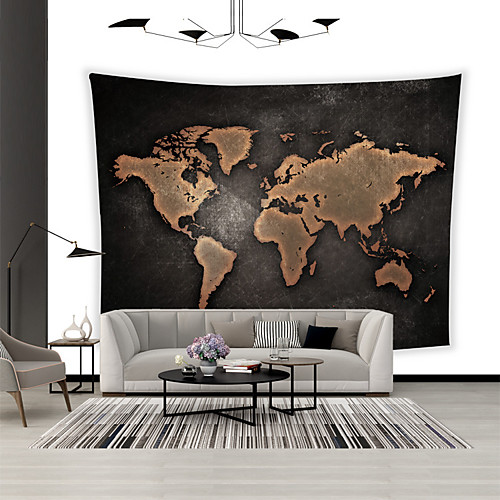 

Wall Tapestry Art Decor Blanket Curtain Picnic Tablecloth Hanging Home Bedroom Living Room Dorm Decoration Polyester World Map Bronze