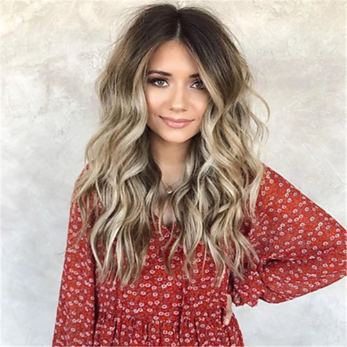 

Synthetic Wig Curly Body Wave Middle Part Wig Long Light Blonde Synthetic Hair 26 inch Women's Fashionable Design Comfortable Fluffy Blonde