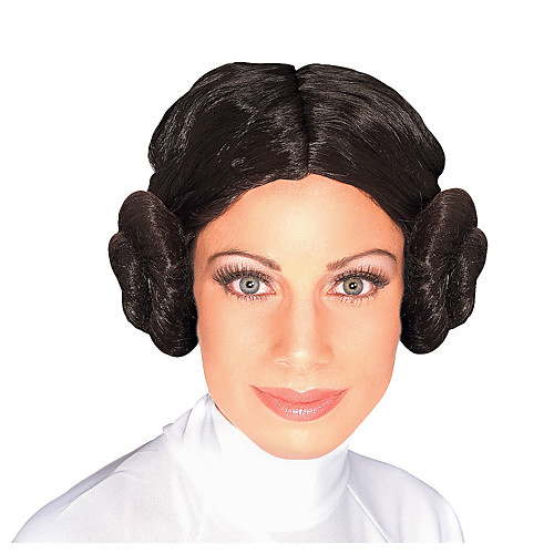 

Cosplay Wig Leia Curly Plaited Middle Part Wig Short Black Synthetic Hair Women's Cosplay Exquisite Black