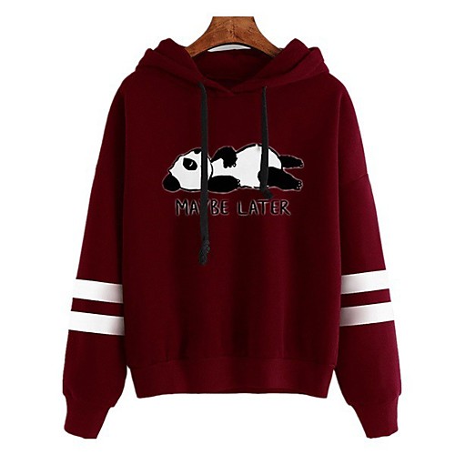 

Women's Pullover Hoodie Sweatshirt Animal Patterned Daily Other Prints Basic Hoodies Sweatshirts Loose White Black Wine