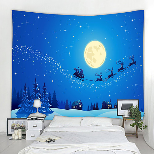 

Christmas Santa Claus Wall Tapestry Art Decor Blanket Curtain Picnic Tablecloth Hanging Home Bedroom Living Room Dorm Decoration Snow Gift Moon Elk Polyester