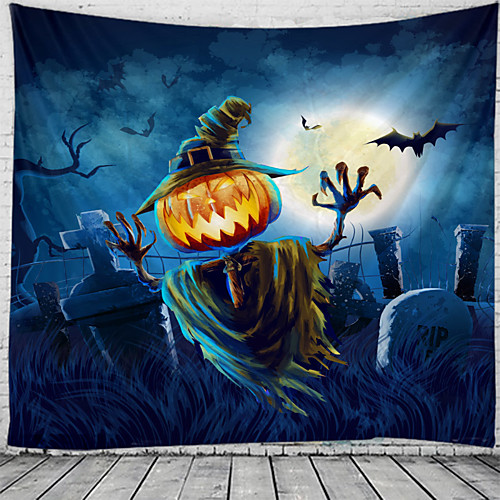 

Halloween Wall Tapestry Art Decor Blanket Curtain Picnic Tablecloth Hanging Home Bedroom Living Room Dorm Decoration Psychedelic Skull Skeleton Bat Pumpkin Haunted Scary Grave Polyester