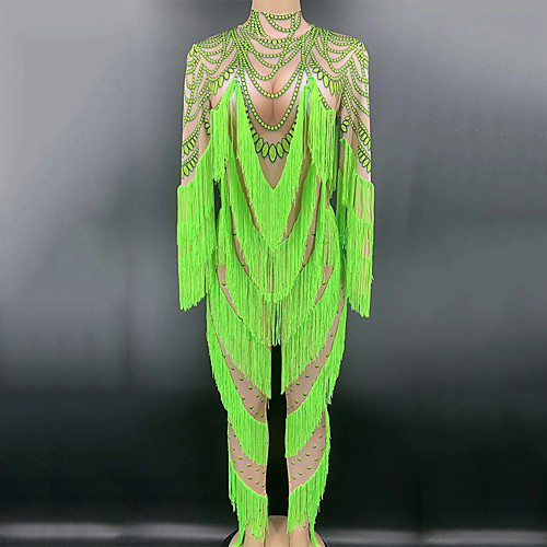 

Dance Costumes Leotard / Onesie Tassel Pattern / Print Women's Performance Long Sleeve Spandex