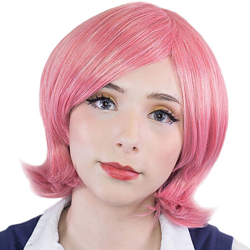 

Cosplay Wig Princess Dark Pink Mix Chronus Curly Asymmetrical Wig Short Pink Synthetic Hair Women's Anime Cosplay Exquisite Pink