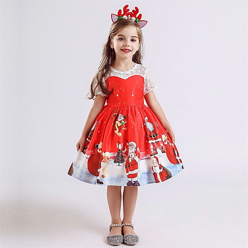 

Santa Suit Dress Girls' Kid's Vacation Dress Christmas Christmas Polyester Dress / Santa Claus