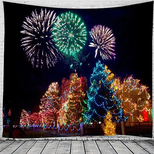 

Christmas Santa Claus Holiday Party Wall Tapestry Art Decor Blanket Curtain Picnic Tablecloth Hanging Home Bedroom Living Room Dorm Decoration Christmas Tree Firework Polyester