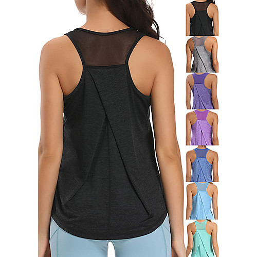 

Women's Yoga Top Racerback Black Green Sky Blue Royal Blue Dark Purple Spandex Fitness Gym Workout Running Tank Top T Shirt Sport Activewear 4 Way Stretch Breathable Quick Dry Moisture Wicking High