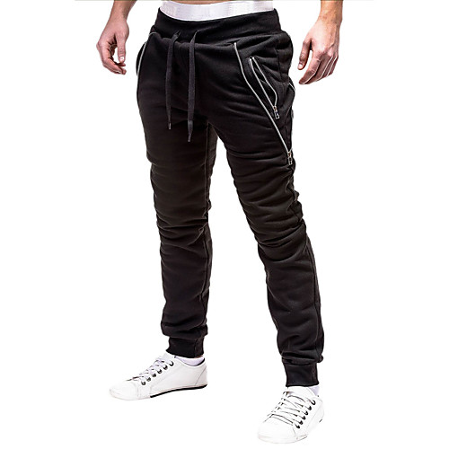 

Men's Slim Sweatpants Pants Solid Colored Full Length Black Light gray Dark Gray