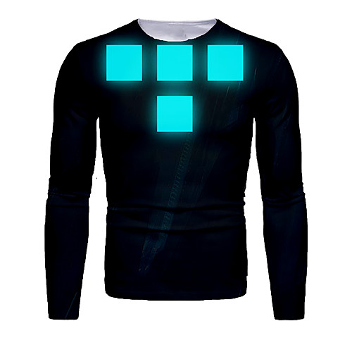 

Men's T shirt 3D Print Graphic 3D Long Sleeve Daily Tops Basic Black
