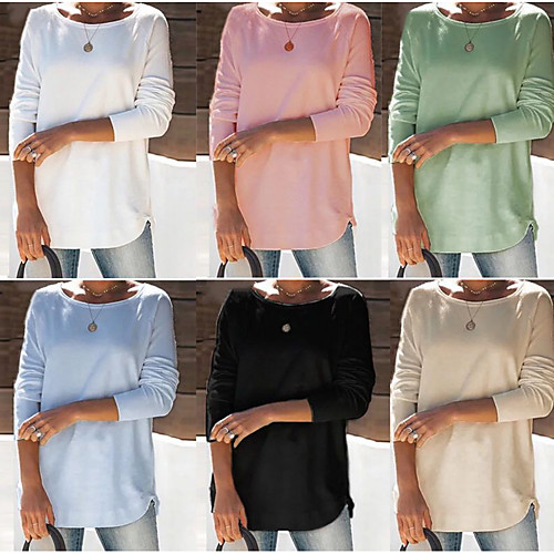 

Women's Sweatshirt Pullover Pure Color Crew Neck Solid Color Sport Athleisure Sweatshirt Top Long Sleeve Warm Soft Comfortable Everyday Use Daily Exercising / Winter