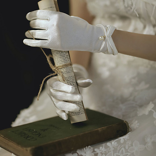 

Satin Suit Length Glove Gloves / Imitation Pearl With Beading