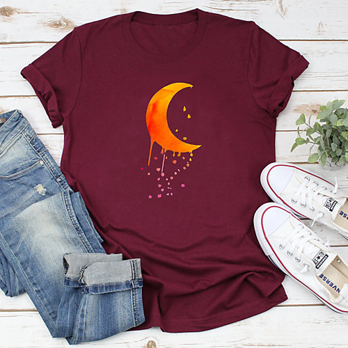 

Women's T shirt Heart Graphic Prints Print Round Neck Tops 100% Cotton Basic Basic Top White Red Yellow