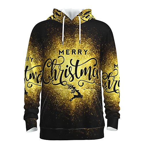 

Men's Pullover Hoodie Sweatshirt 3D Graphic Letter Hooded Daily Basic Christmas Hoodies Sweatshirts Long Sleeve Black