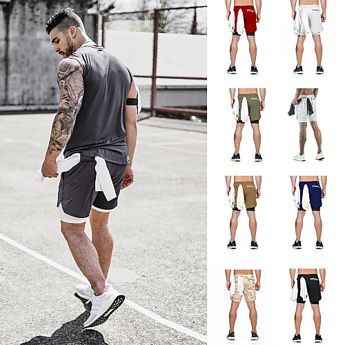 

Men's Running Shorts Sports Outdoor Bottoms 2 in 1 Liner Towel Loop Fitness Gym Workout Marathon Running Jogging Quick Dry Breathable Soft Sport Dark Grey Navy Camouflage Yellow White Black Red