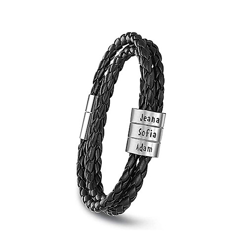 

Personalized Customized Bracelet Daily Round 1pcs Black / Laser Engraving