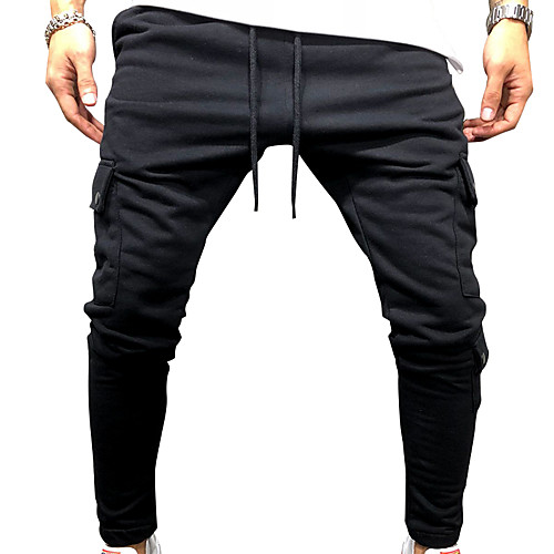 

Men's Slim Daily Chinos Pants Solid Colored Full Length Black Green