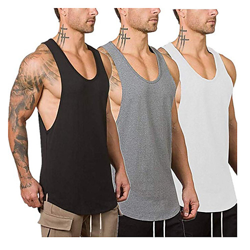 

Men's Sleeveless Running Tank Top Running Vest Gilet Running Shirt Singlet Top Street Athletic Cotton Breathable Soft Sweat-Wicking Fitness Gym Workout Running Training Exercise Sportswear Solid Color