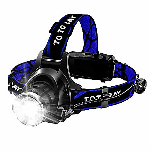 

headlamp, super bright led headlamps 18650 usb rechargeable ipx4 waterproof flashlight with zoomable work light, hard hat light for camping, hiking, outdoors (blue)