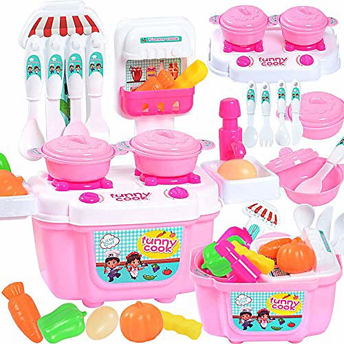 

22pcs play kitchen set for kids, pretend cooking kit including pots and pans,cutting play food and other utensils accessories, gift toys for toddlers, baby, girls, boys