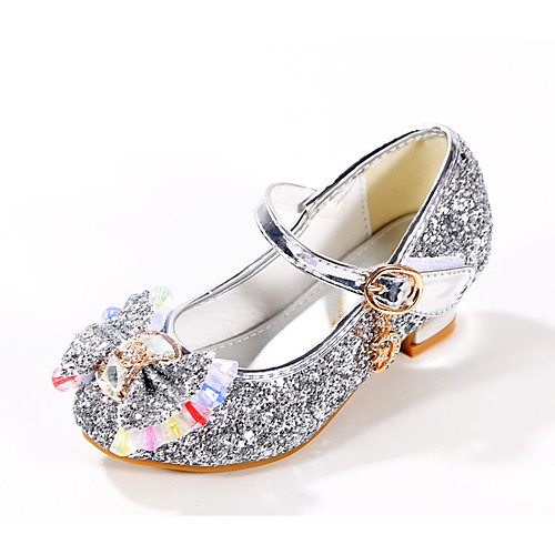 

Girls' Heels Tiny Heels for Teens Princess Shoes Halloween PU Sequins Kids Daily Party & Evening Bowknot Sequin Blue Pink Gold Summer