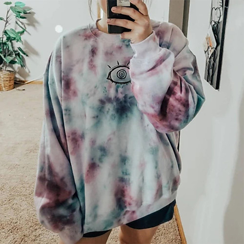 

Women's Pullover Sweatshirt Tie Dye Oversized Daily Other Prints Basic Hoodies Sweatshirts Green