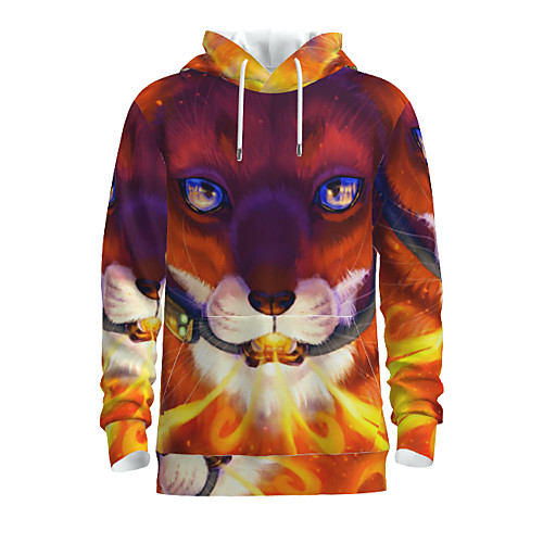 

Men's Pullover Hoodie Sweatshirt Graphic Animal Daily 3D Print Basic Hoodies Sweatshirts Orange