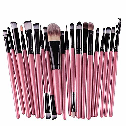 

lavany 20pcs make up brushes set,long handle makeup brush set tools make-up toiletry kit wool make up brush set clearence & #40;pink& #41;