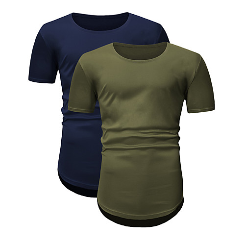 

Men's Unisex T shirt non-printing Solid Colored Plus Size 2pcs Short Sleeve Daily Tops Blue-Green