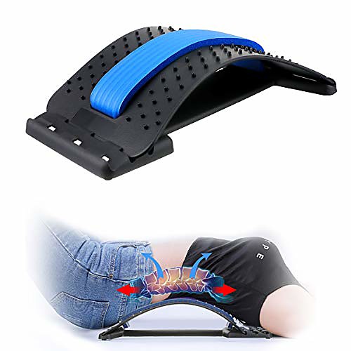 

back stretcher,lumbar support device adjustable pain relief back massager posture corrector back stretching treatment for spinal stenosis herniated disc,sciatica,scoliosis(blue)