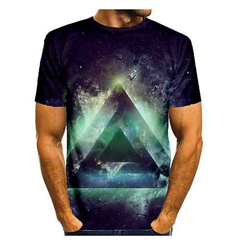 

Men's T shirt 3D Print Graphic Abstract Short Sleeve Daily Tops Basic Gray