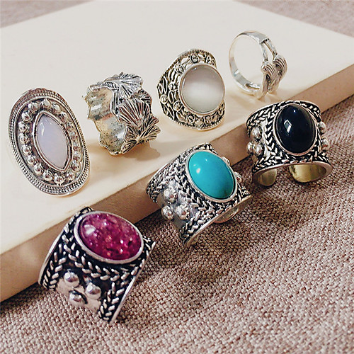 

Ring Vintage Style Black Blue Purple Resin Stone Alloy Precious Joy Gemini Stylish Simple Unique Design 3pcs 8 / Women's / Open Cuff Ring / Adjustable Ring