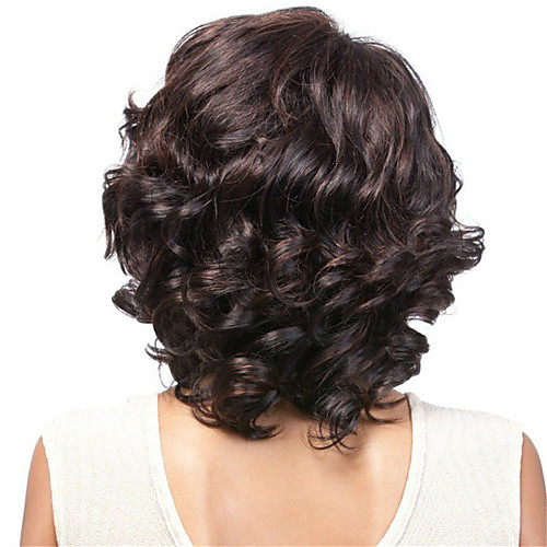 

Synthetic Wig Curly Asymmetrical Wig Short Natural Black Synthetic Hair Women's Fashionable Design Fluffy Black