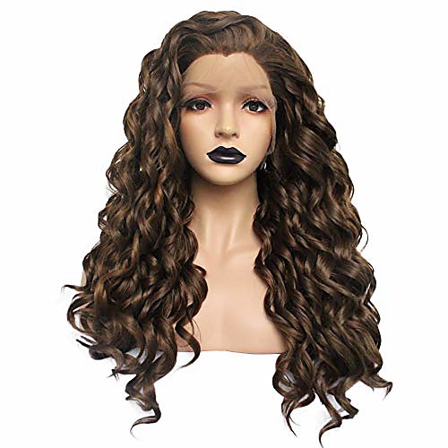 

anogol hair caplace front wigs dark brown side part curly lace front wigs for black women brown lace front wig for women