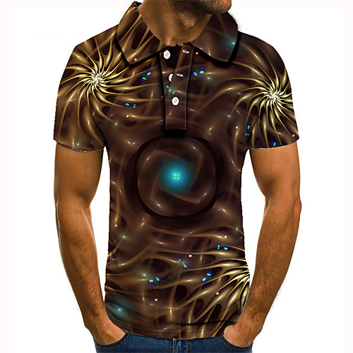 

Men's Polo 3D Print Graphic Print Short Sleeve Daily Tops Basic Brown