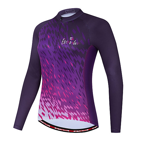 

Women's Long Sleeve Cycling Jersey Purple Bike Quick Dry Sports Geometic Clothing Apparel / Micro-elastic