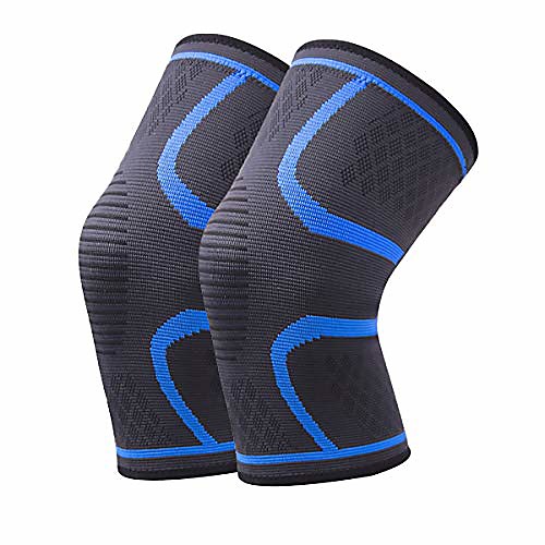 

2 pack compression knee braces for knee pain, knee sleeves for men & women, knee support for workout, basketball, running, gym and protector for meniscus tear (large, blue)