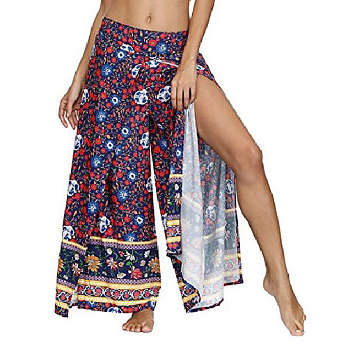 

woman bohemian beach pants african printed yoga pants,red floral,s/m