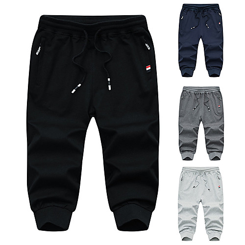 

Men's Sweatpants Running Shorts Capri Pants Athletic Shorts Bottoms Drawstring Spandex Cotton Fitness Gym Workout Running Exercise Breathable Quick Dry Soft Plus Size Sport Solid Colored Black Blue