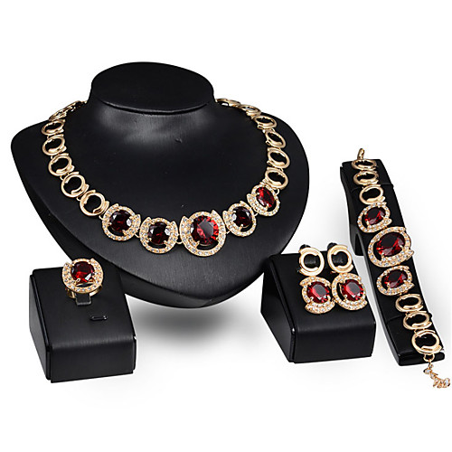

Women's Red Synthetic Diamond Bridal Jewelry Sets Simple Basic Elegant Earrings Jewelry Gold For Wedding Engagement 1 set