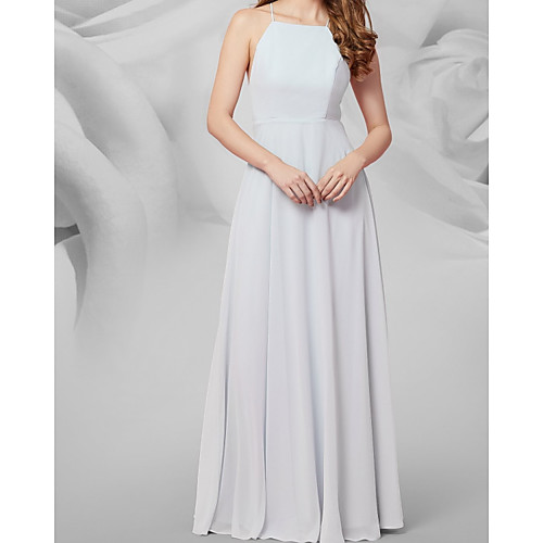 

A-Line V Neck Floor Length Chiffon Bridesmaid Dress with Pleats