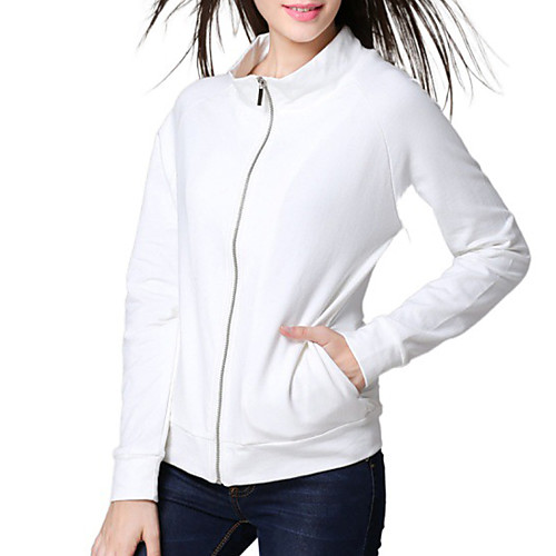 

Women's Coat Front Zipper Shirt Collar Cotton Heart Solid Color Sport Athleisure Jacket Tracksuit Long Sleeve Warm Soft Comfortable Everyday Use Casual Daily / Winter