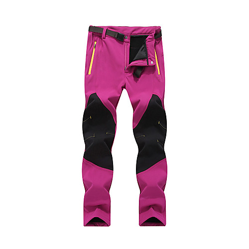 

women's outdoor windproof fleece lined hiking pants waterproof snow ski pants(fleece-w01-gray-s)