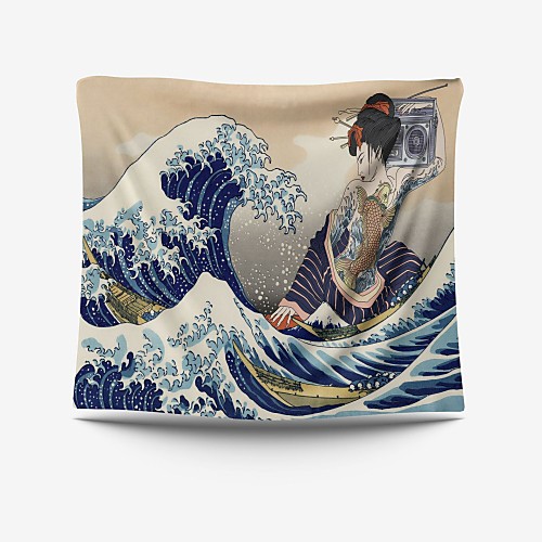 

Kanagawa Wave Ukiyo-e Wall Tapestry Art Decor Blanket Curtain Hanging Home Bedroom Living Room Decoration Japanese Painting Style Sea Ocean Wave