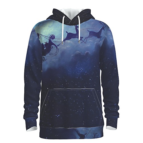 

Men's Pullover Hoodie Sweatshirt Graphic 3D Galaxy Star Print Daily 3D Print Basic Christmas Hoodies Sweatshirts Blue