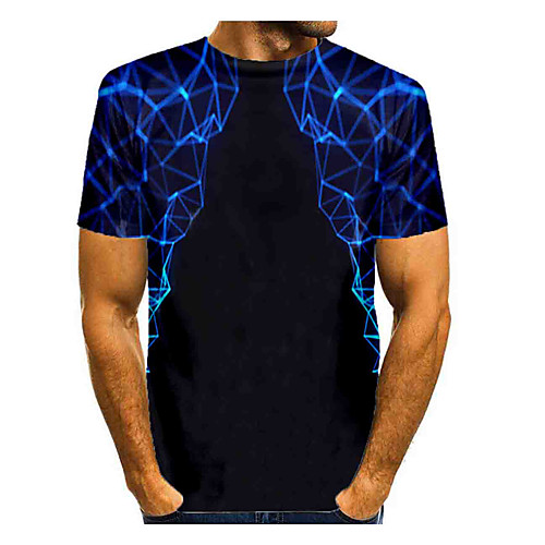 

Men's T shirt 3D Print Graphic Abstract Short Sleeve Daily Tops Basic Black